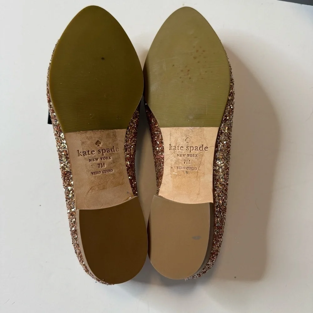 Kate Spade Brown and Black Flats with Floral Accents